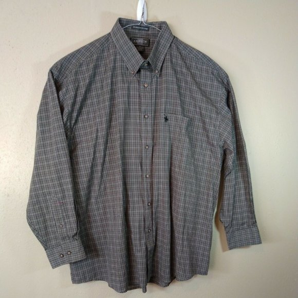 Knights Sportswear Button Down Long Sleeve Plaid Gray Dress Shirt Regular XL - Picture 2 of 6